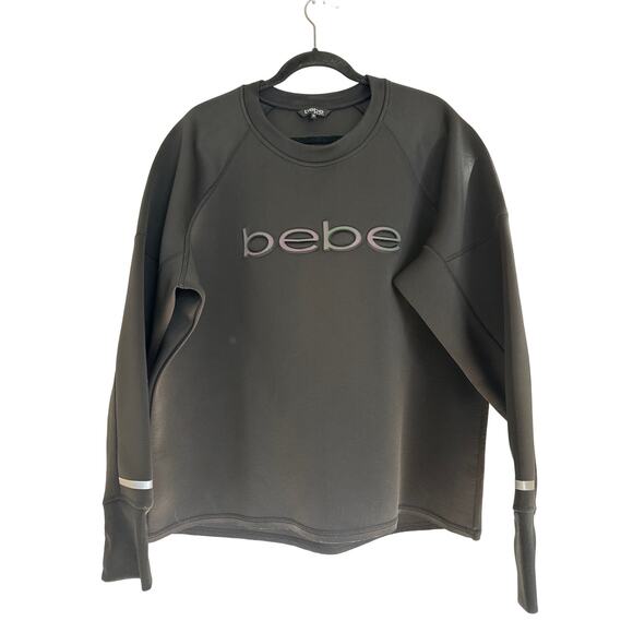 Bebe Sport Scuba Long Sleeve Reflective Stripe Crew Pullover Sweatshirt Black 3X - Picture 1 of 14